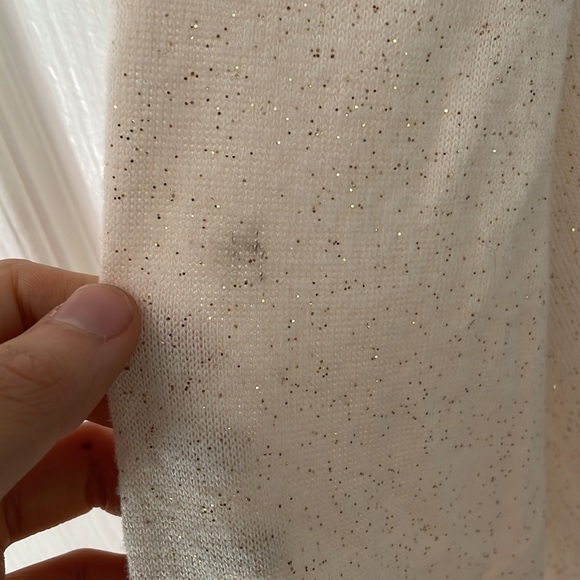 LC Lauren Conrad Cream Metallic Light Tie-Back Sweater Top - Picture 6 of 8